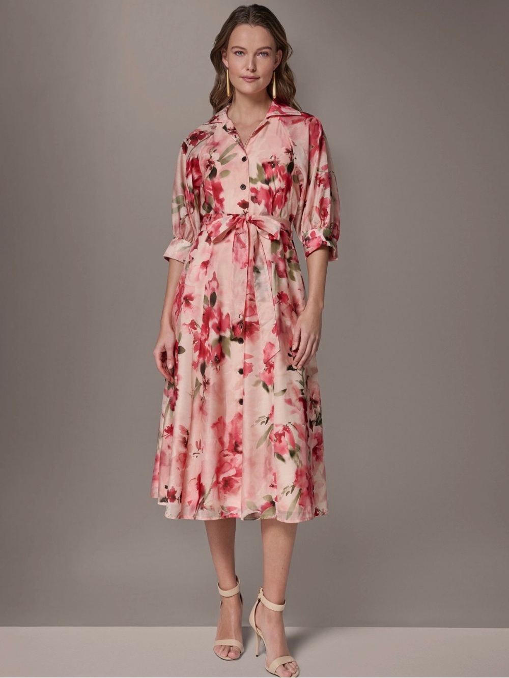NWT Donna Karan Women’s Organza Shirt Dress. Size 6. GERANIUM MULTI. Retail $199